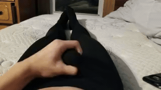 Spotlight: Femboy draining off and spunking thru stretch pants — Featured