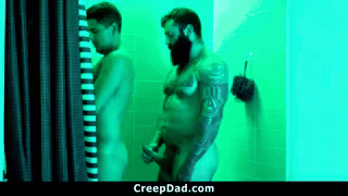 Step-Dad and His Man in Steamy Taboo Gay Threesome GIF