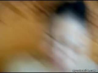 Asian big belly Korean slut rides a hot cock so hard