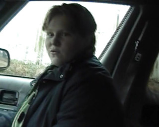 A chubby German lady enjoys sucking a hard cock in the back of the car