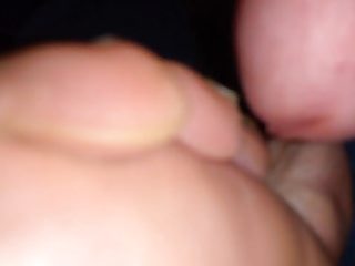 Cum on granny's feet again