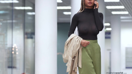 braless and see through outfit in public