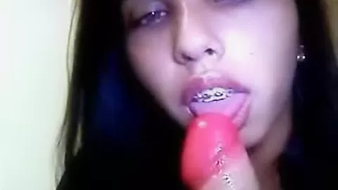 Astonishing Mexican girl uses to chat only with a dildo