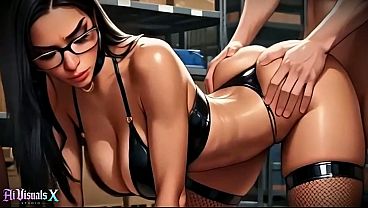 LATINA in Glasses Gangbanged by the Warehouse Crew &mdash Deepthroat, Anal & Facial (4K AI Animated)