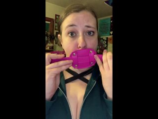 takes 4" dildo gag training teaser