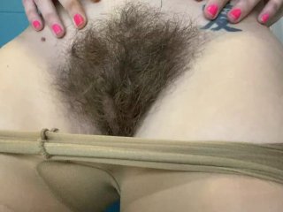 Super Hairy pussy in pantyhose closeup