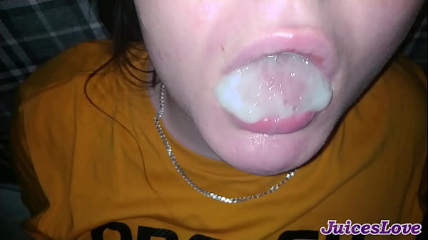 Swallowed mouthful of cum &ndash_ close-up blowjob