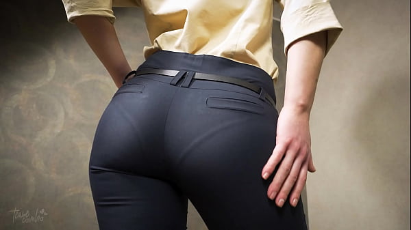 Perfect Ass Asian In Tight Work Trousers Teases VPL
