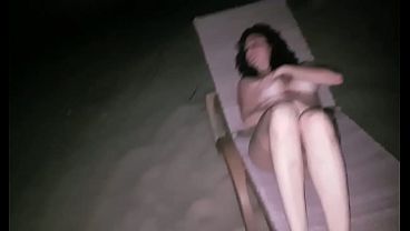 I masturbate on a public beach at night and I cum hard, I get sand everywhere!