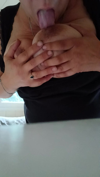 Tits themselves lick and caught
