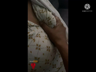 Indian girl press Her Hot boobs and nipples with Hindi audio