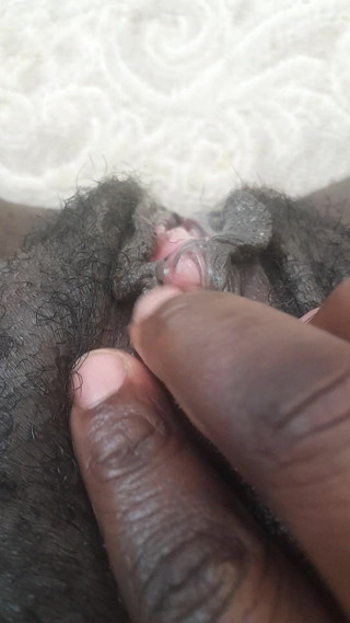 German black fat hairy wet Pussy with big clit closeups