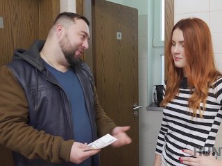 HUNT4K. Man meets sweet ginger at mall and fucks her for cash