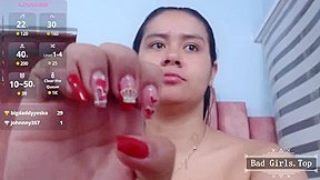 BBW latina huge tits babe web closeup milking show