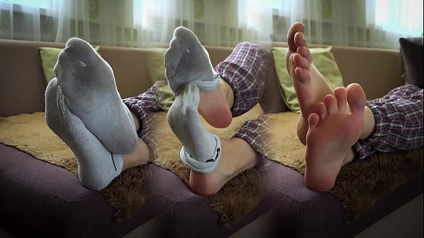 Girl In Worn White Socks Showing Off Her Bare Soles 4K