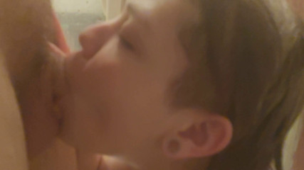 Swallowing a flaccid dick in the shower