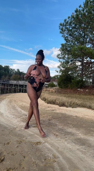 EBONY COUGAR ENJOYING THE SUN IN SWIMSUIT!