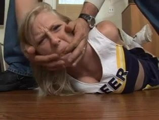 blonde cheerleader hogtied and duct tape gagged