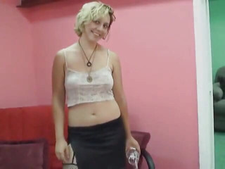 Older blonde nice big tits gets bottle to fuck her wet pussy