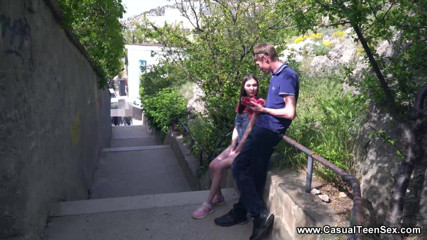 Casual Teen Sex - Ariel Tylor Slim teeny gets cum on her ass