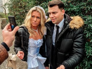 DEBT4k Debt collector fucks the bride in white dress and stockings