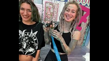 Tattooed Girl Gets Her Titties Inked Then Rides Cock and Takes Anal