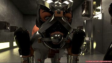 Slave Stuck in Steel Bitchsuit - 3D Metal Bondage Training