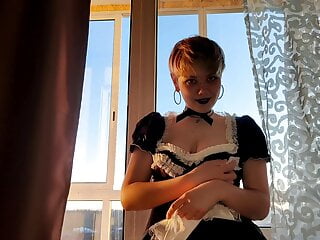short haired vampire girl enjoys cum