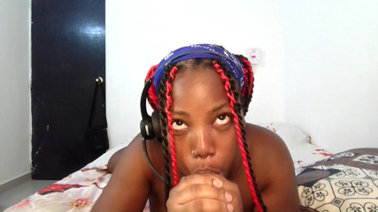 This Little Ghetto Ebony Thot Loves Spending The Night In Her Room Sucking The Dildo Toy She Needs Cum In Her - Mastermeat1