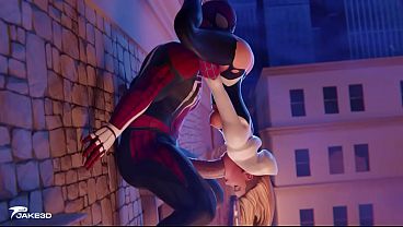 Gwen Gagging Deep On Spidey's Cock In 69 Position!