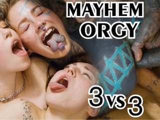 hardcore alternative ORGY - 3 on 3 anal fuck - ATM, gape, DP, ass to mouth, big dick, facial