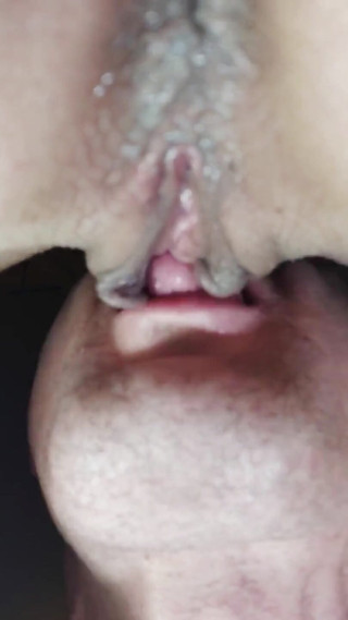 Teen's wet pussy is licked dripping pussy close up