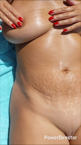 Real homemade wife sunbathing and showing off her body with big natural tits and perfect asshole