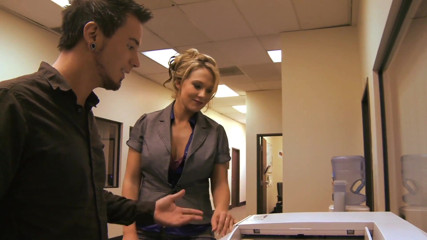 Big natural tits amazingly beautiful MILF boss fucks the big dick assistant in workplace to take cum