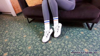 Leggings, white socks and white pantyhose