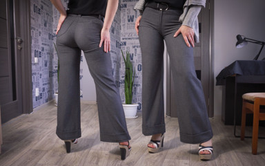 Secretary Modeling Legs and Ass in Tight Trousers