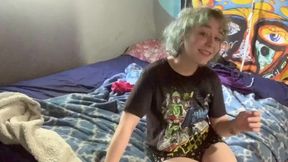 Barely-legal emo girl with big tits rides hard