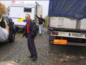 Blonde in black stockings fucked by two guys