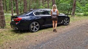 Polish OLDER WOMAN masturbates with a large dildo in her car