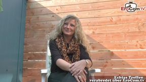 German mature neighbor masturbates in the garden until orgasm