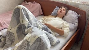 Morning masturbation ended in a loud orgasm. I caress my tight pussy.