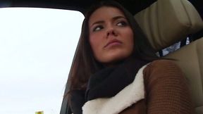 Busty teen cuttie gets stranger big cock in his car