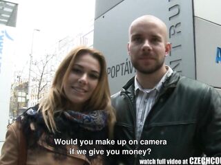 CZECHCOUPLES - Awesome Busty Teen and Her BF Gets Money for Public SEX