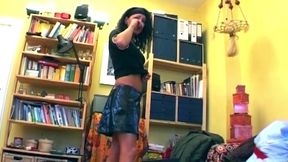 Lactating Brunette Fingers Sloppy Wet Pussy in Fishnets