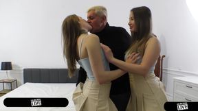 Perfect Body College Cuties Sofi Noir & Amalia Davis Kinky Threesome W Old Pervert - Immoral Live 4K