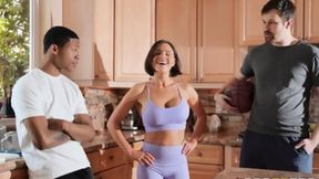 Cuckolded hubby watches as his big booty wife gets creampied