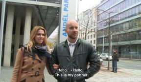 amazing busty teen and her bf gets money for public sex