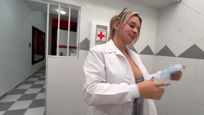 VIP service. The nurse took a semen sample from a client WITH HER TONGUE