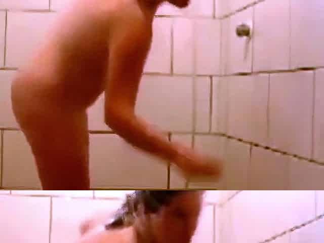 Latina stepsister dances in the shower (voyeur)