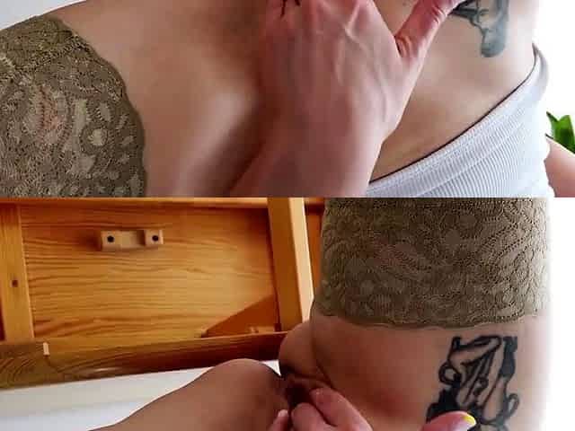 Nylon Stockings Solo Orgasm with a Big Dildo